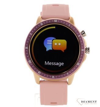 Smartwatch damski Hagen na różowym pasku HA-S02. informacja o dystansie, krokach, spalonych kaloriach, pomiar tętna, ciśnienia krwi, tlenu we krwi, funkcje sportowe, interfejs wyszukiwania 2.jpg